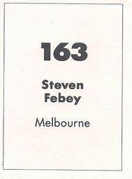 1990 Select AFL Stickers #163 Steven Febey Back